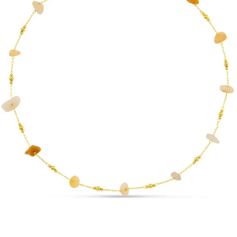 Orelia Warm Chip & Bead halskæde forgyldt guld