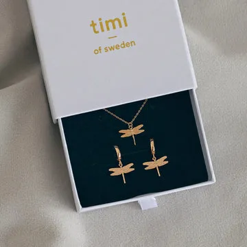 TIMI OF SWEDEN Dragonfly smykkesæt halskæde øreringe