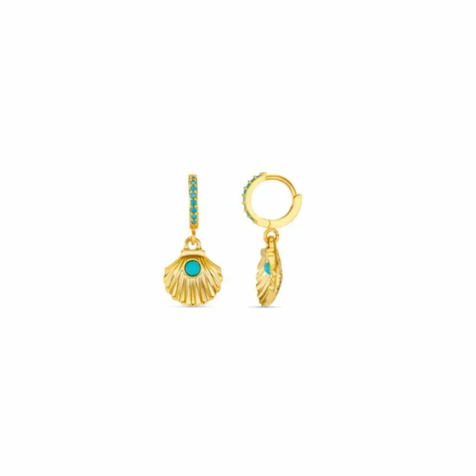 Orelia Turquoise Shell Micro Hoop øreringe guld turkis