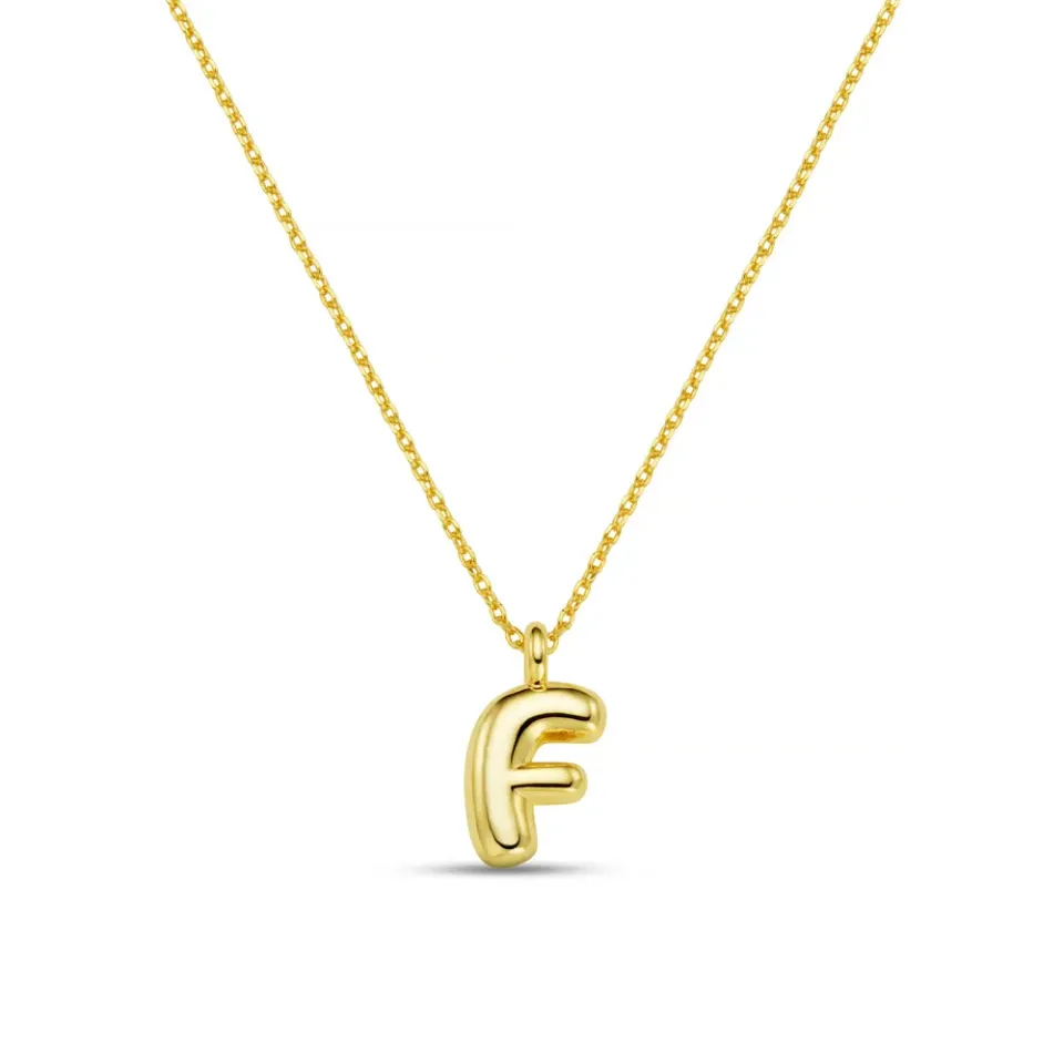 Orelia F Bubble Initial halskæde guld bogstav F