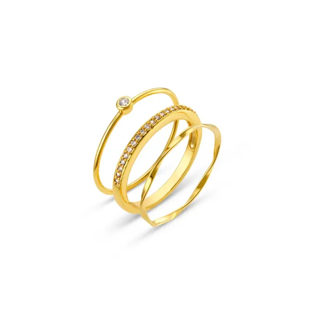 Orelia Fine Crystal & Wave ringsæt guld M/L krystal