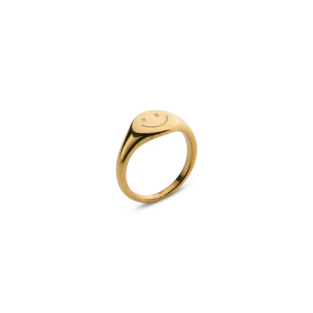 TIMI OF SWEDEN Dixie smiley signetring guld 17 mm