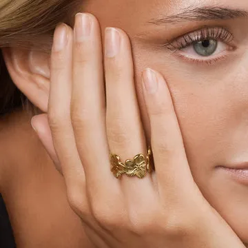 TIMI OF SWEDEN Ruta flower justerbar ring guld 12 mm