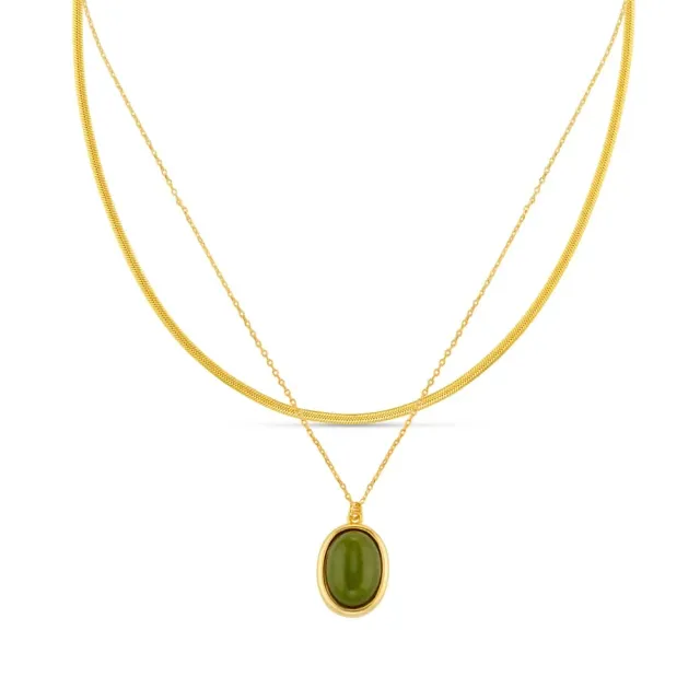 Orelia Green Jade Snake Chain halskædesæt guld grøn jade