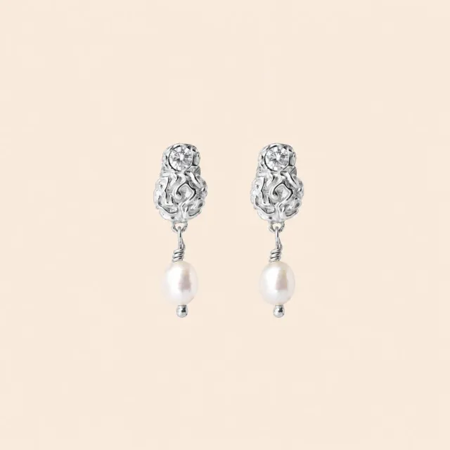 Lulo Jewelry Tully ørering sølv 925S enkelt med perle