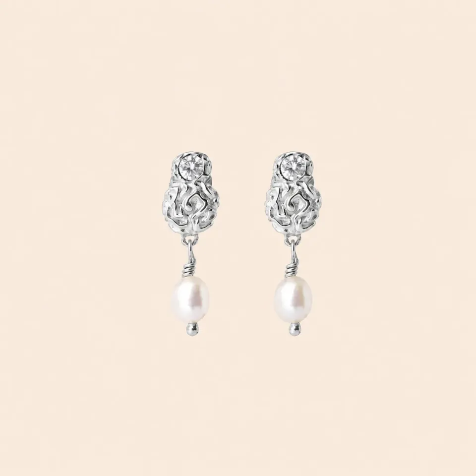 Lulo Jewelry Tully ørering sølv 925S enkelt med perle