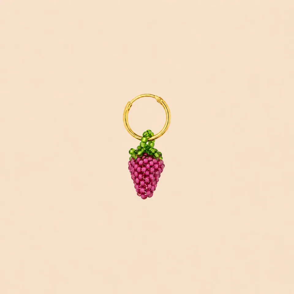 Lulo Strawberry Hoop øreringe jordbær 18K guldbelagt