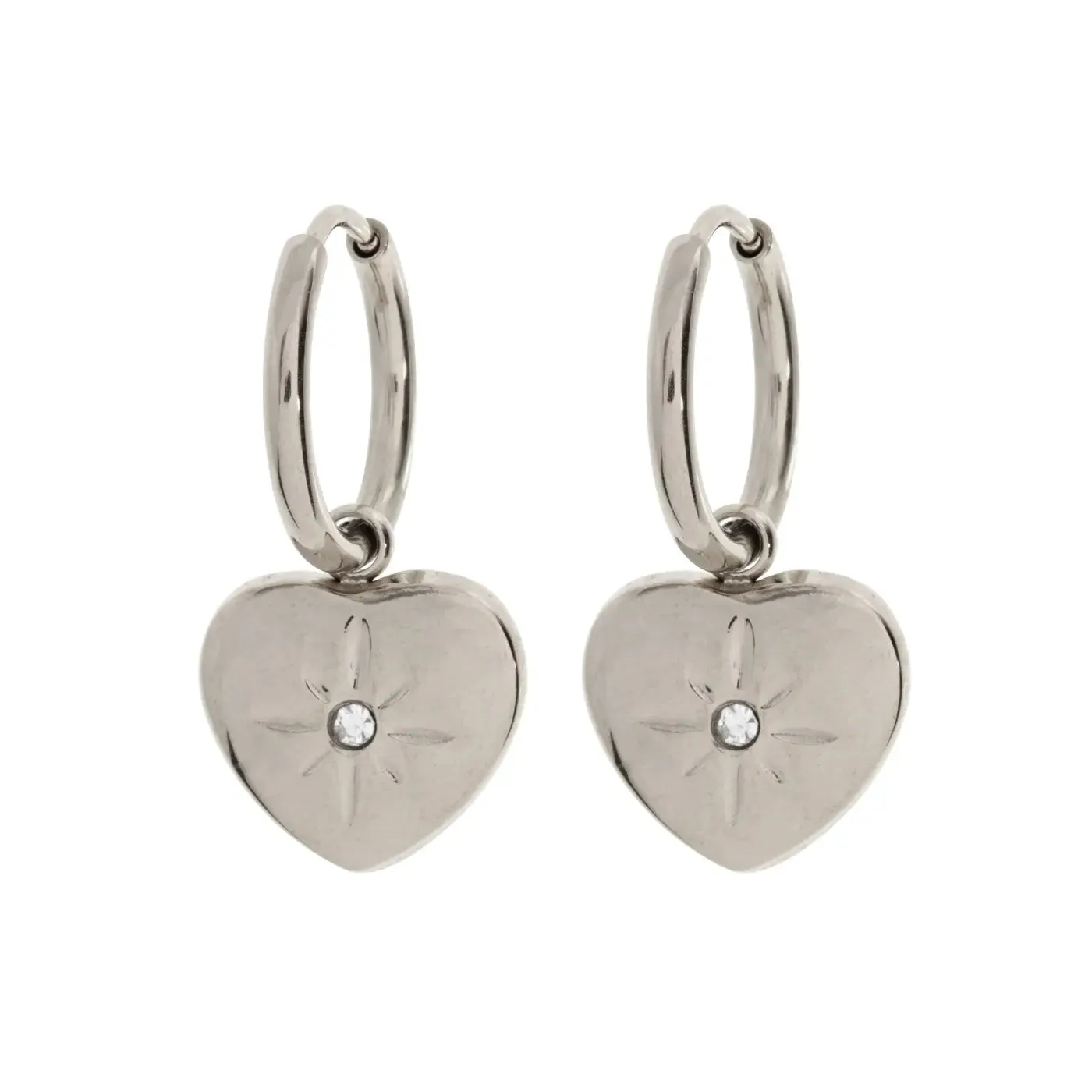 TIMI OF SWEDEN Lola crystal heart hoop øreringe guld