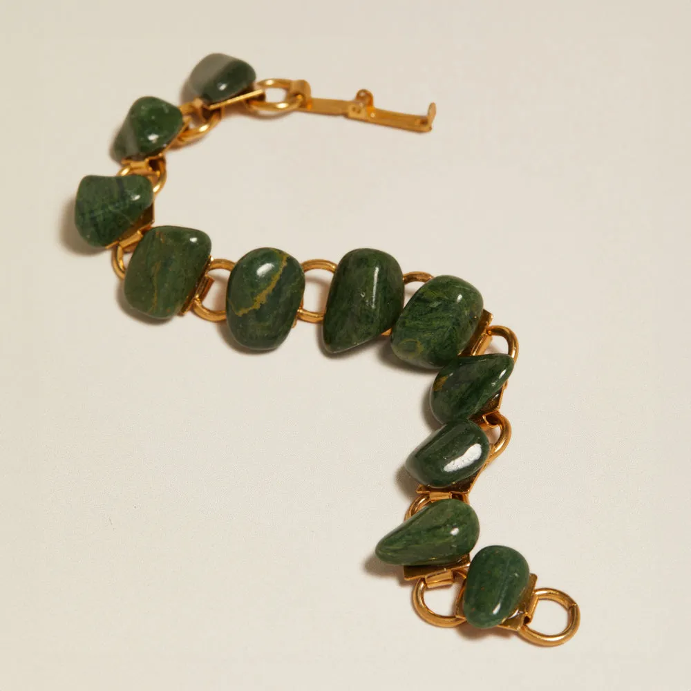 Orelia Vintage Green Jasper armbånd guld grøn