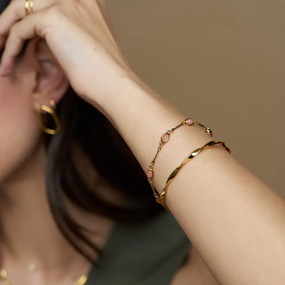Orelia Pink Stone Bar Link armbånd guld lyserød