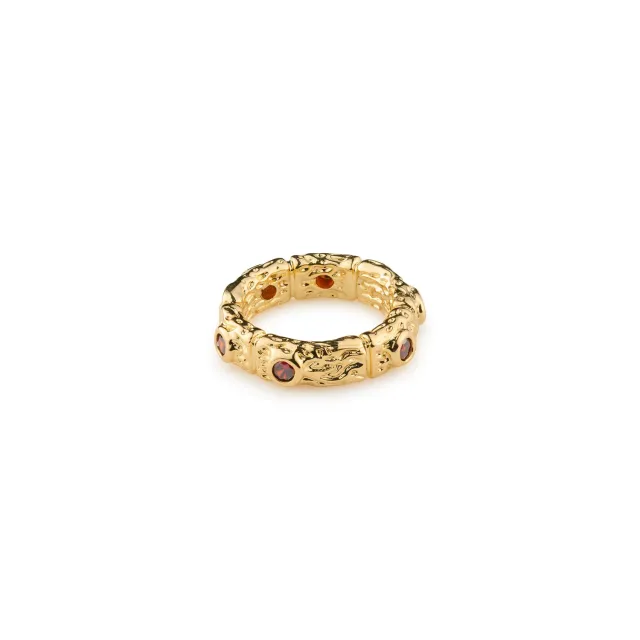 TIMI OF SWEDEN Camille chunky ring rød krystal guld