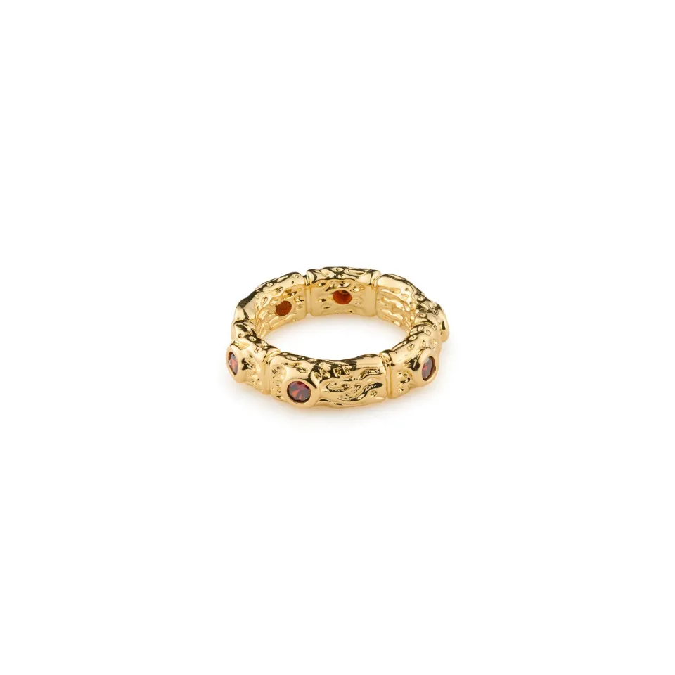 TIMI OF SWEDEN Camille chunky ring rød krystal guld