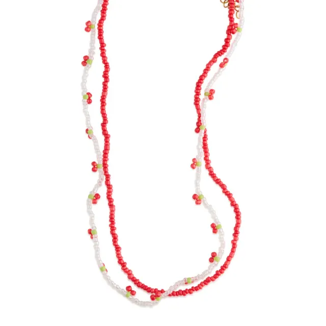 TIMI OF SWEDEN Leonie cherry halskæde perler dobbelt 38 cm
