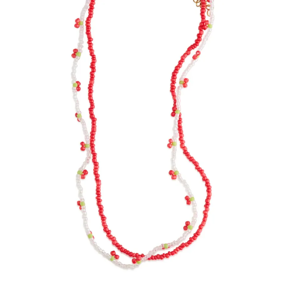 TIMI OF SWEDEN Leonie cherry halskæde perler dobbelt 38 cm