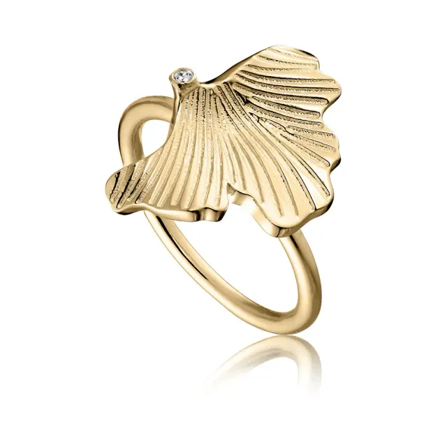 Bykjaergaard Divine ring blad forgyldt sølv