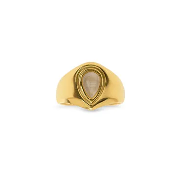 TIMI OF SWEDEN Malou stenring rustfrit stål 18k guld justerbar