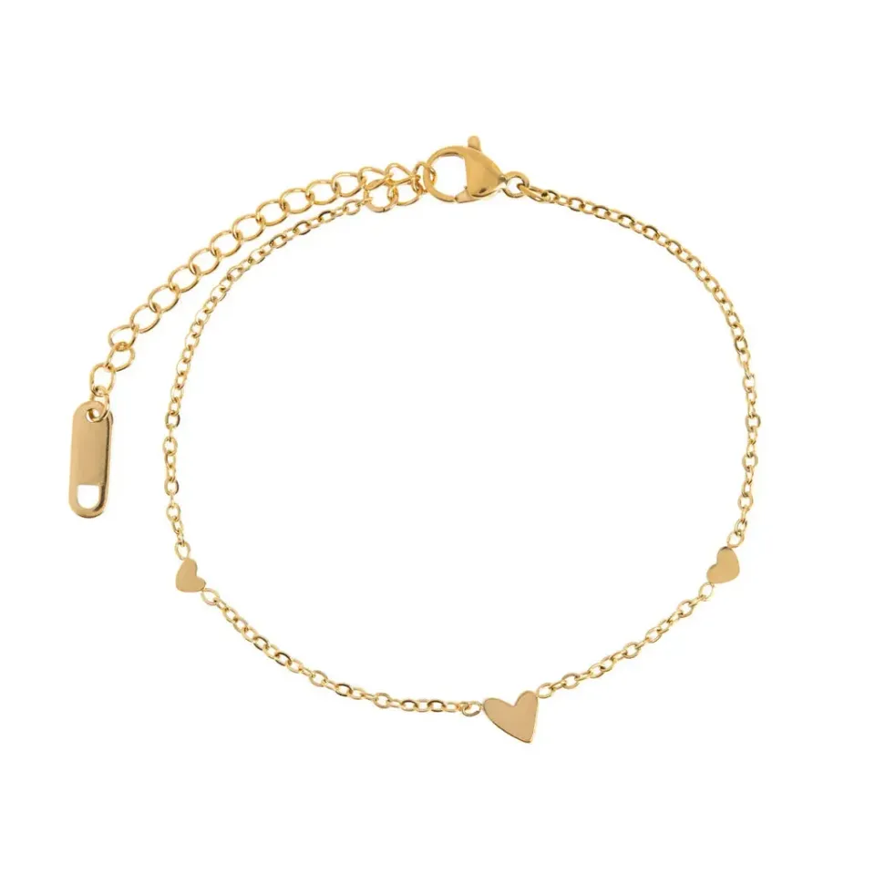 Timi of Sweden Sarah hjerte armbånd stål forgyldt 18cm