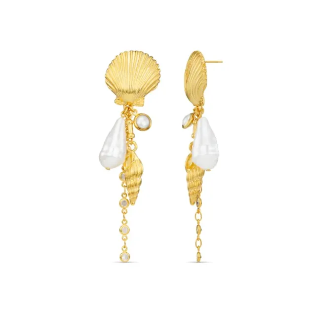 Orelia Statement Mixed Shell & Pearl Drop øreringe guld perle