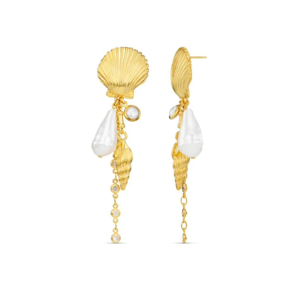Orelia Statement Mixed Shell & Pearl Drop øreringe guld perle