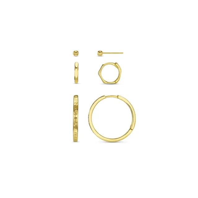 Orelia Textured Hoop Øreringe sæt guld micro 6 stk