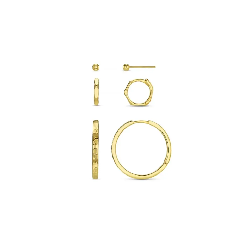 Orelia Textured Hoop Øreringe sæt guld micro 6 stk