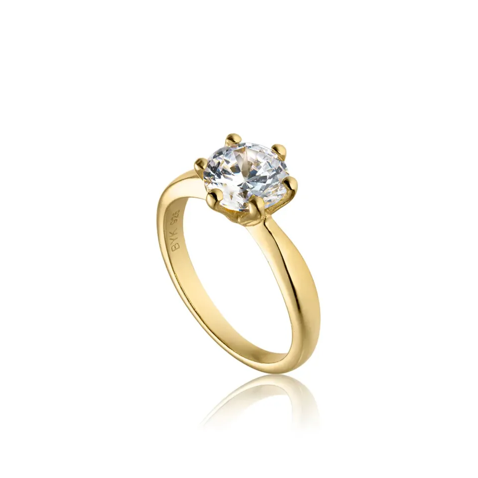 Bykjaergaard Forest ring forgyldt stor zirkonia