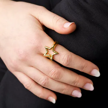 TIMI OF SWEDEN Indigo Star ring stål justerbar vandtæt