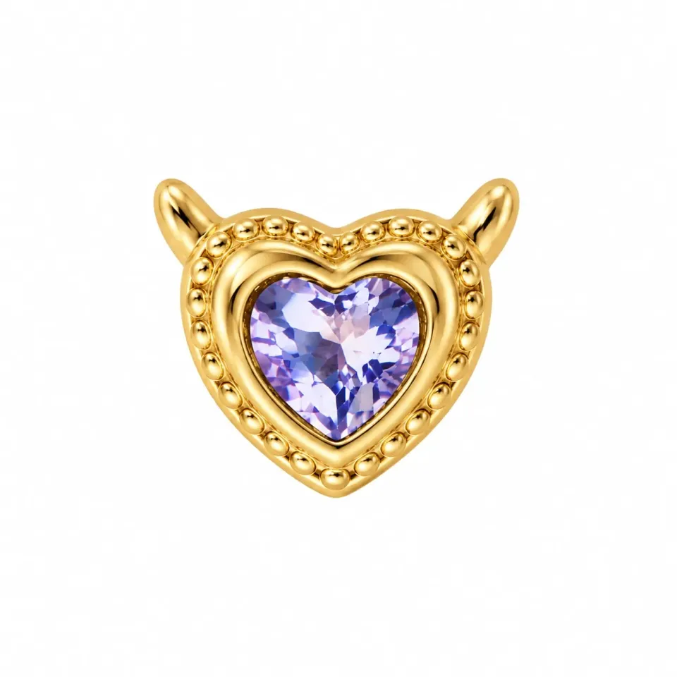 Wos Devil Heart ørestik guld enkelt 0,5 cm