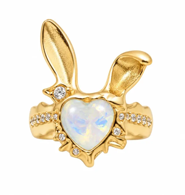 Wos Bunny Ring fingerring guld med hjertezircon