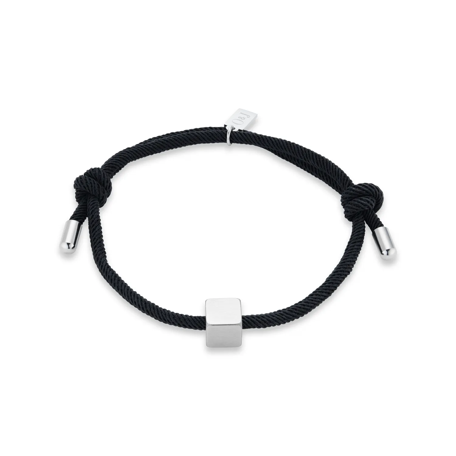 Orelia Cube & Cord armbånd justerbar sort stål