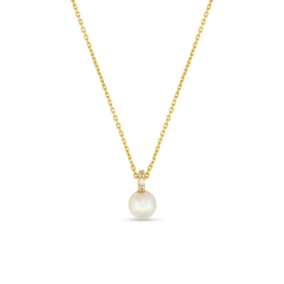 Orelia LUXE Pavé Pearl halskæde guld ferskvandsperler