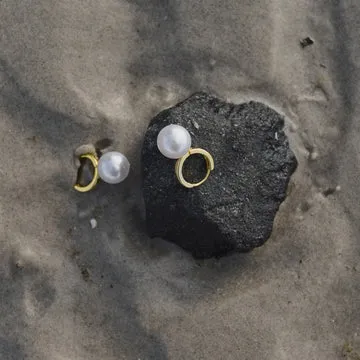 TIMI OF SWEDEN Essie hoop øreringe perle 9 mm guld