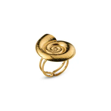 TIMI OF SWEDEN Ebba Seashell ring justerbar guld vandtæt