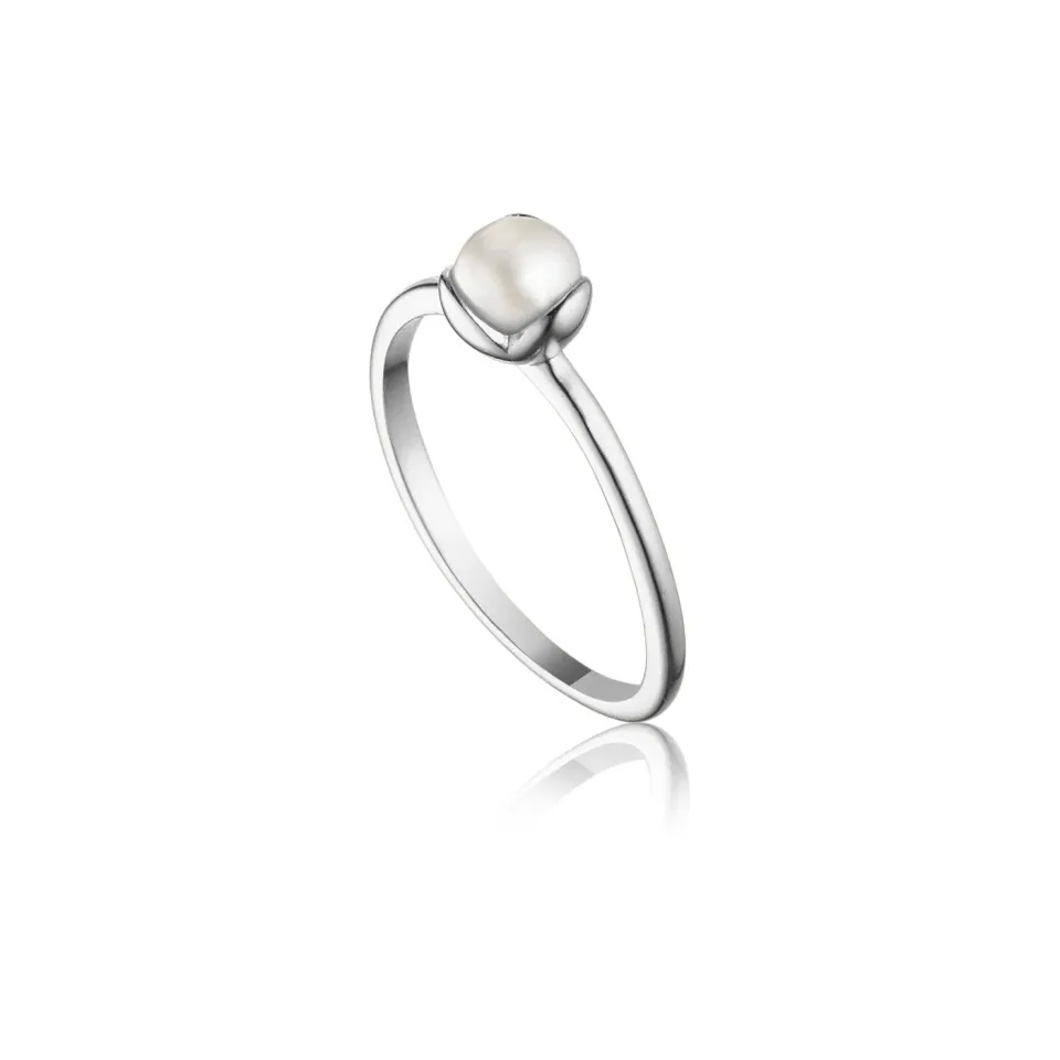 Bykjaergaard Glory ring petit sølv med ferskvandsperle