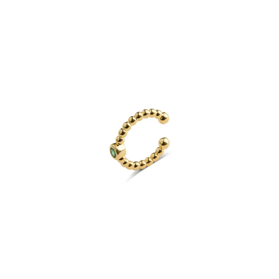 TIMI OF SWEDEN Arya ear cuff grøn krystal forgyldt