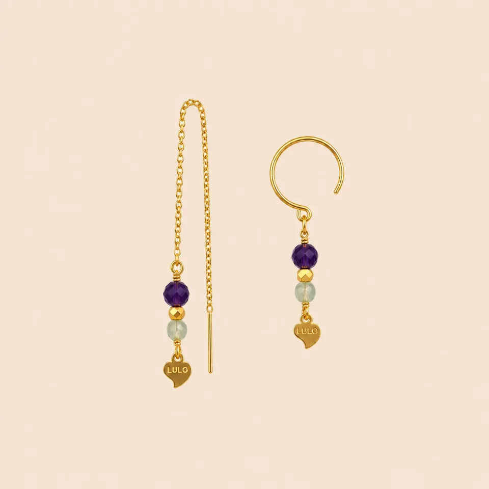 Lulo Jewelry Ametyst Match øreringe 18K guldbelagt lilla