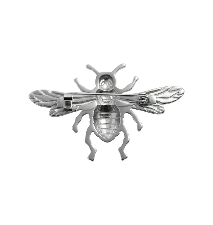 Wos Bee broche forsølvet 54 mm bi