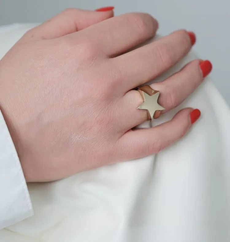 Wos Status ring guld stjerne messing