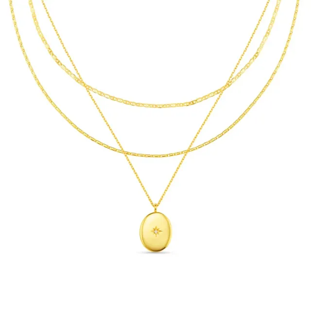 Orelia Starburst Locket 3-Row halskæde guld