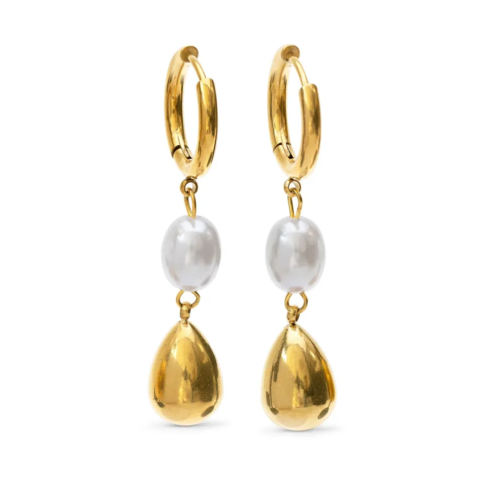 TIMI OF SWEDEN Laura perleøreringe hoops forgyldt 16,7 mm