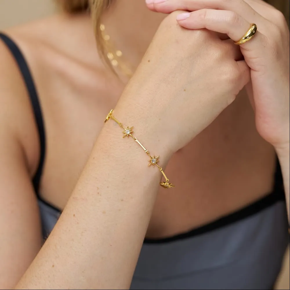 Orelia Crystal Starburst Chain Slider armbånd guld krystal