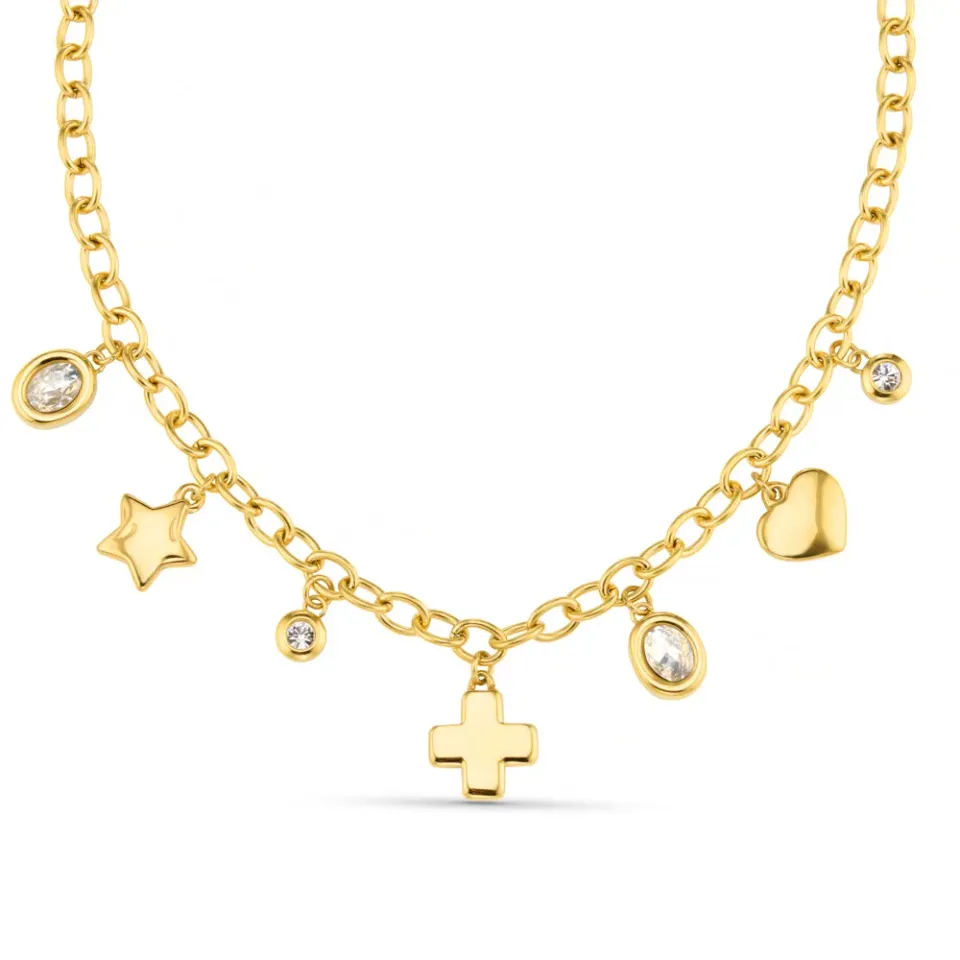 Orelia LUXE Mixed Crystal charmhalskæde forgyldt