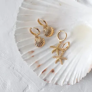 TIMI OF SWEDEN Mermaid Shell hoop øreringe forgyldt