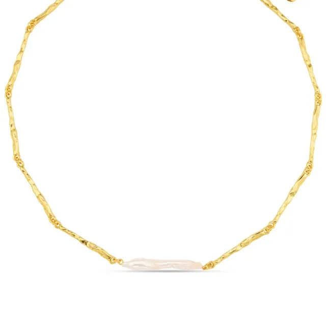 Orelia Elongated Pearl halskæde guld perle