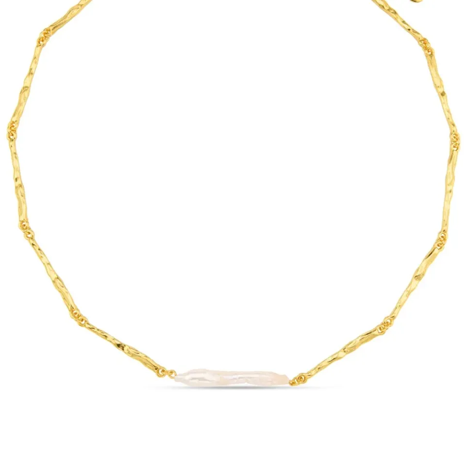 Orelia Elongated Pearl halskæde guld perle