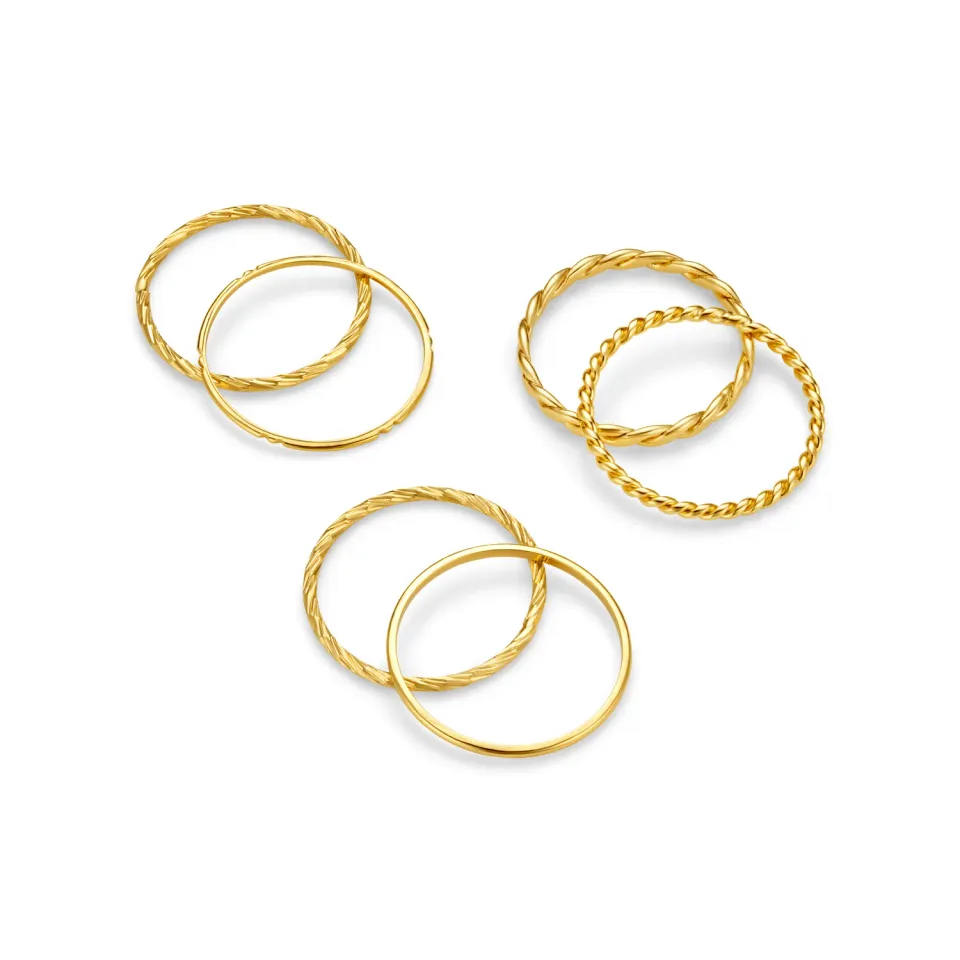 Orelia Multi Stack ringsæt guld 6 stk S/M
