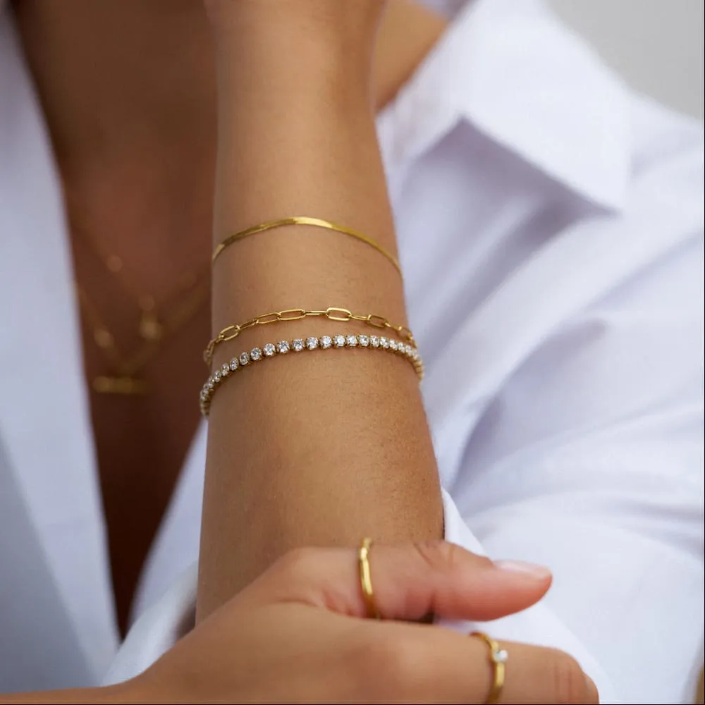 Orelia LUXE Chain Tennis armbåndssæt guld 3-delt