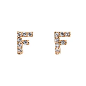 TIMI OF SWEDEN Crystal Letter stud u00f8reringe forgyldt krystal