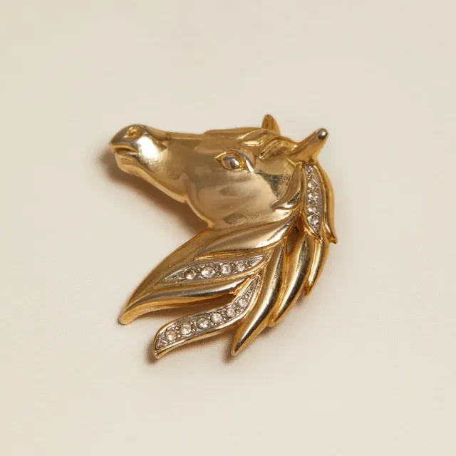 Orelia Vintage Crystal Horse broche guld med krystal
