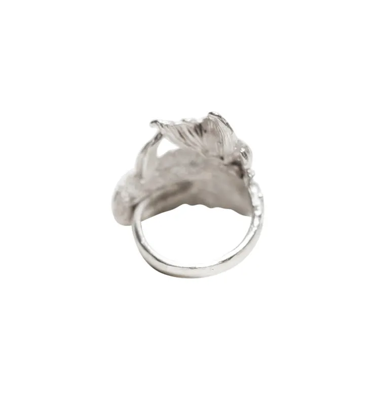 Wos Fish Ring 17 sølv 925 guldfisk